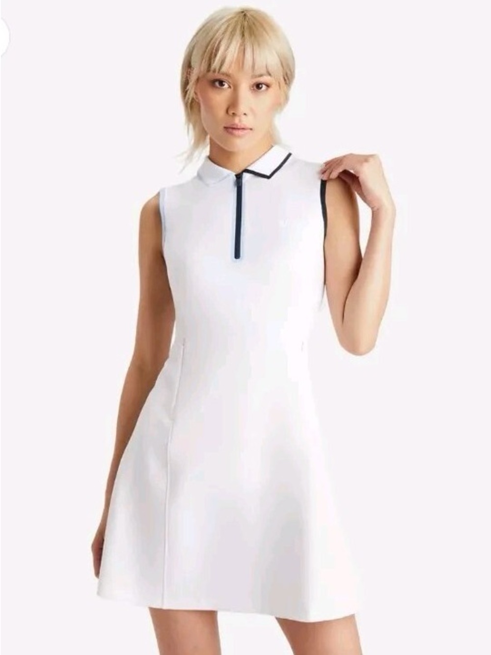 G/FORE Sleeveless White Polo Stretch Nylon Lined Golf Tennis Dress Sz MD